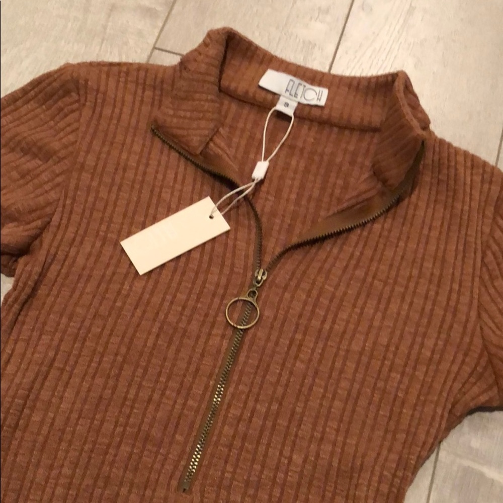 Brown Ribbed Bodysuit - Picture 2 of 3